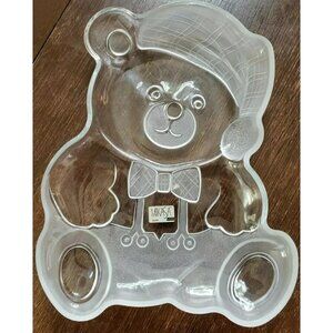 Glass Art: Mikasa Serving Plater; Holiday Teddy Bear